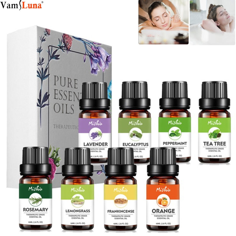 8PCS Organic Aromatherapy Essential Oils Set Aromatherapy, Headache, Pain, Sleep-Perfect 10ml for Home, Office, Sleep, Yoga